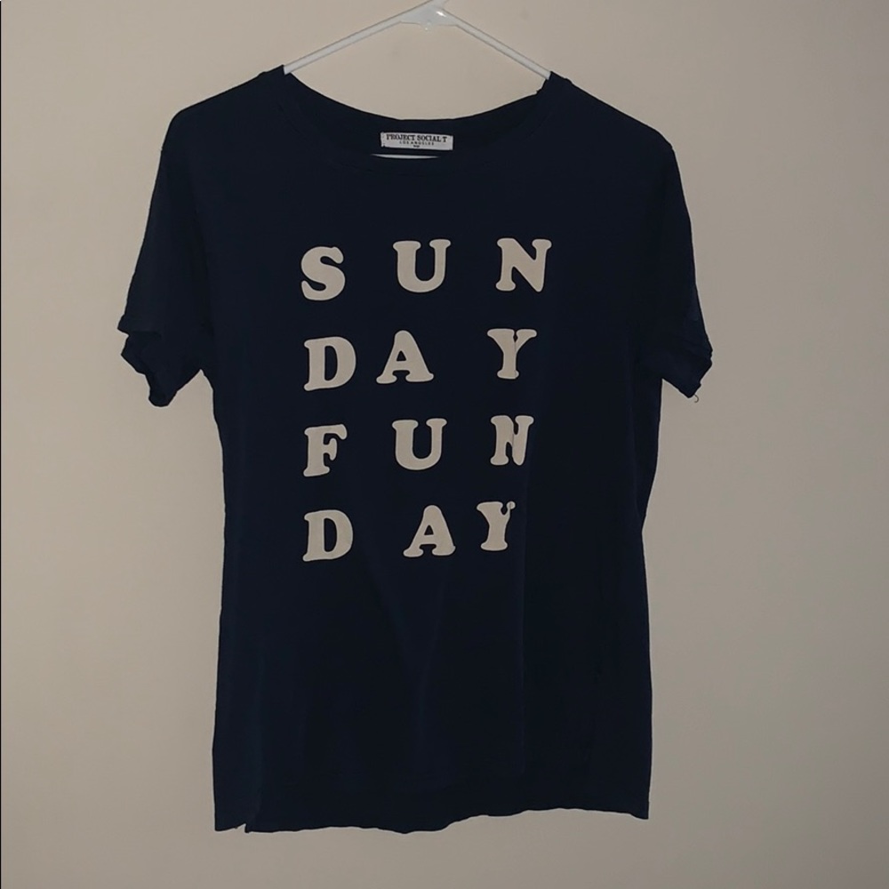 sunday fun day navy and white shirt